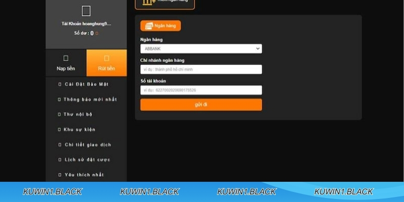 Lưu ý nhập đúng nội dung chuyển khoản nạp tiền KUWIN